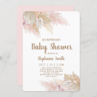 Pampas Grass Surprise Baby Shower Girl Invitation