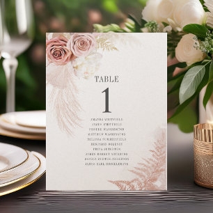 Pampas Grass Table Number 1 Wedding Seating Chart