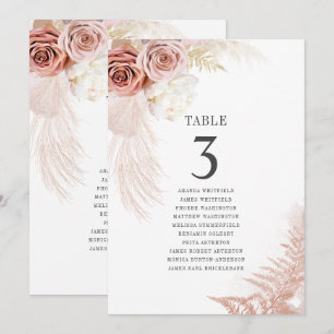 Pampas Grass Table Number 3 Wedding Seating Chart