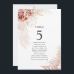 Pampas Grass Table Number 5 Wedding Seating Card<br><div class="desc">Plan your wedding reception with precision, from save the date, to day of the wedding events like the reception and seating arrangements with these botanical eucalyptus leaves table number seating chart cards. Simple plug in the names of the guests and the table numbers. This way, the wedding party will arrive...</div>