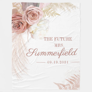 Pampas Grass Tan Bridal Shower Fleece Blanket