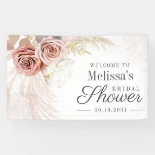 Pampas Grass Tan Bridal Shower Welcome Banner