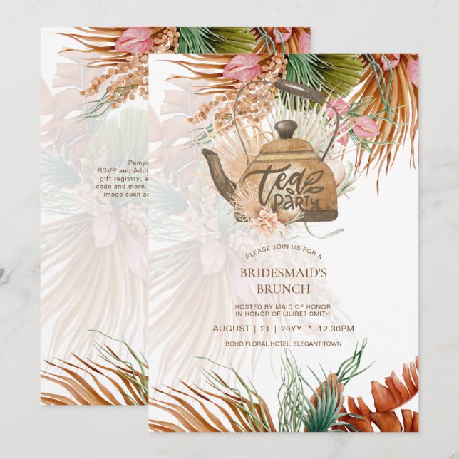 Pampas Grass TEA PARTY Bridal Shower Lunch (Front/Back)