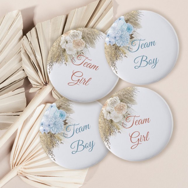 Pampas Grass Team Girl Vote Gender Reveal Party 6 Cm Round Badge (Creator Uploaded)