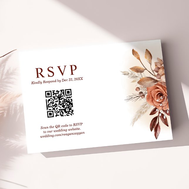  Pampas Grass Terra QR Code Floral Wedding RSVP (Creator Uploaded)