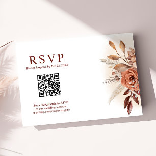  Pampas Grass Terra QR Code Floral Wedding RSVP Card