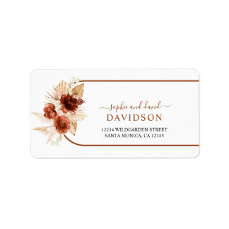 Pampas Grass Terracotta Arch Floral Wedding Label