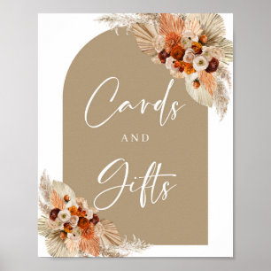 Pampas grass terracotta beige burgundy Cards Gifts Poster