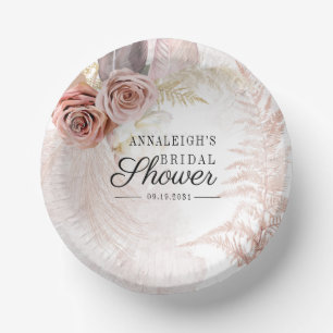 Pampas Grass Terracotta Boho Bridal Shower Paper Plate