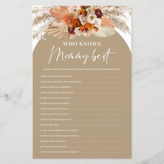 Pampas grass terracotta boho who knows mummy best  (Front)