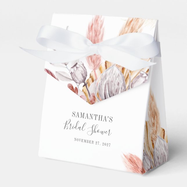Pampas Grass Terracotta Botanical Bridal Shower Favour Box (Front Side)