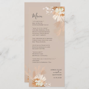 Pampas Grass Terracotta Botanical Wedding Menu