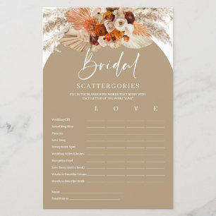 Pampas grass terracotta bridal Scattergories game