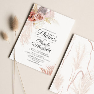 Pampas Grass Terracotta Bridal Shower Invitation
