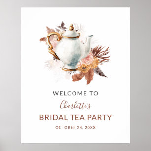 Pampas Grass Terracotta Bridal Tea Party Welcome Poster