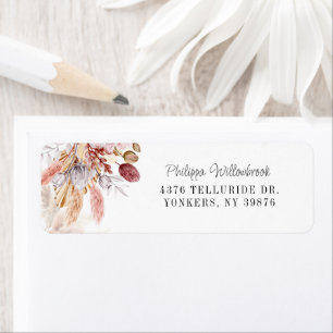 Pampas Grass Terracotta Dried Palm Return Address Return Address Label