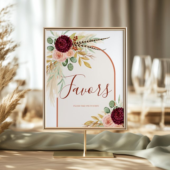 Pampas Grass Terracotta Floral Favour Table Sign (Creator Uploaded)