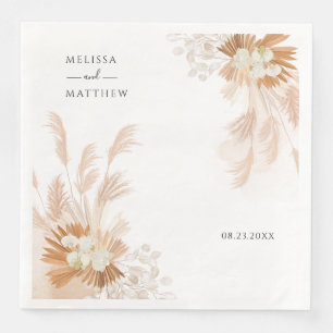 Pampas Grass Terracotta Floral Wedding Reception Napkin