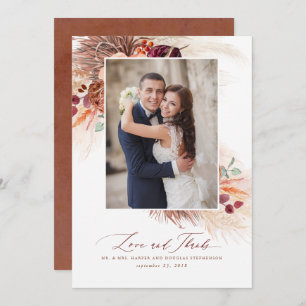 Pampas Grass Terracotta Floral Wedding Thank You