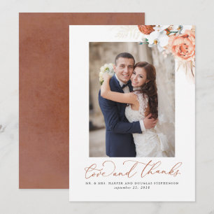 Pampas Grass Terracotta Floral Wedding Thank You Card