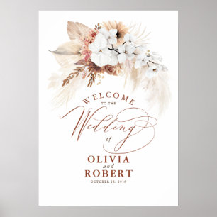 Pampas Grass Terracotta Floral Wedding Welcome Poster