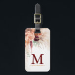 Pampas Grass Terracotta Flowers Monogram Luggage Tag<br><div class="desc">Elegant floral pampas grass monogram luggage tags</div>