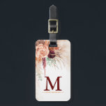 Pampas Grass Terracotta Flowers Monogram Luggage Tag<br><div class="desc">Elegant floral pampas grass monogram luggage tags</div>