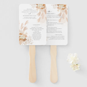 Pampas Grass Terracotta Foliage Wedding Program Hand Fan