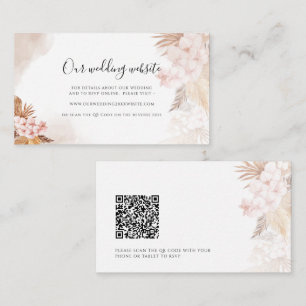 Pampas Grass Terracotta QR Code Wedding Website Enclosure Card