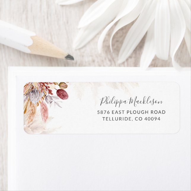 Pampas Grass Terracotta Return Address Label (Insitu)