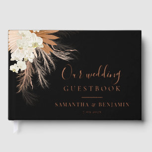 Pampas Grass Terracotta Rose Gold Foil Wedding Guest Book