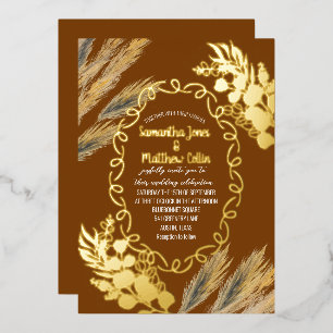 Pampas Grass Terracotta Rust Gold Foil Wedding