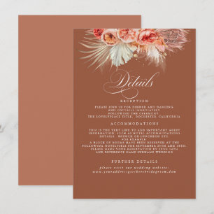 Pampas Grass Terracotta Rust Wedding Details Enclosure Card