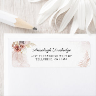 Pampas Grass Terracotta Script Boho Return Address Label
