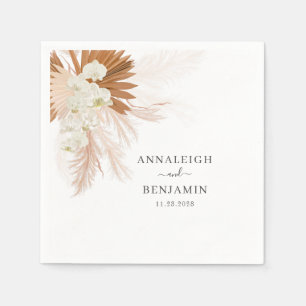 Pampas Grass Terracotta Script Minimalist Wedding Napkin
