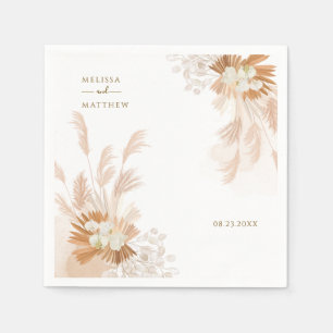 Pampas Grass Terracotta Wedding Reception Paper Napkin