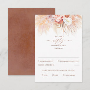 Pampas Grass Terracotta Wedding RSVP Card