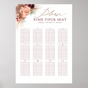 Pampas Grass Terracotta Wedding Seating Chart