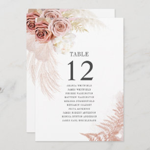 Pampas Grass Terracotta Wedding Table Number 12