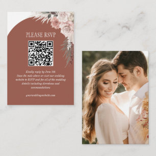 Pampas Grass Terracotta Wedding Website QR Code Enclosure Card