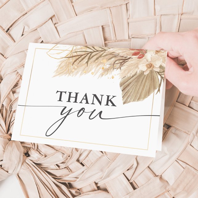 Pampas Grass Thank You Card (Introducing our Palm Pampas Grass Watercolor Wedding theme – where elegance meets natural beauty.)