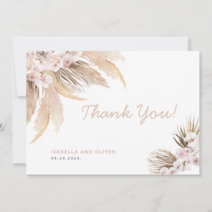 Pampas Grass Thank You card beige