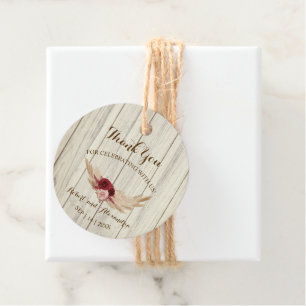 Pampas Grass Thank You for Coming Wedding Favour Tags