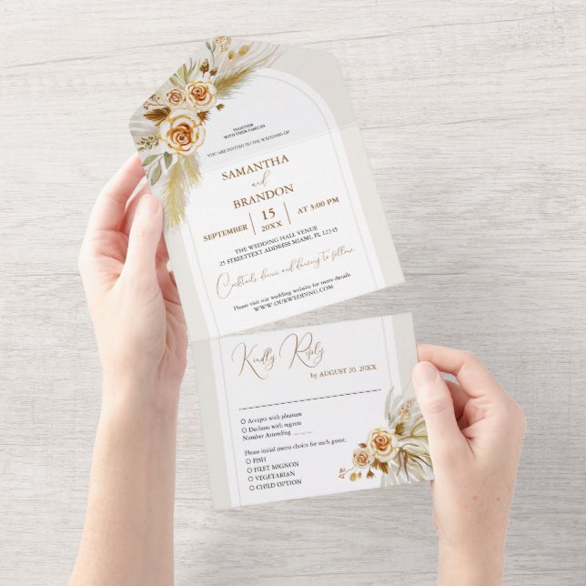 Pampas grass tropical Bohemian All In One Invitation (Tearaway)