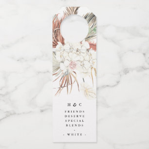 Pampas Grass Tropical Jungle Floral Wedding Bottle Tag