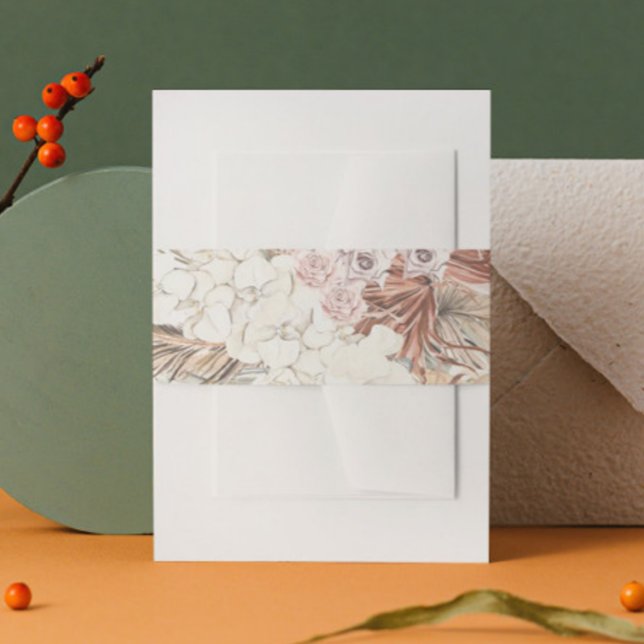 Pampas Grass Tropical Jungle Wedding Invitation Belly Band (Creator Uploaded)