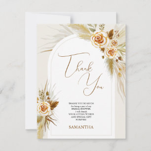 Pampas grass watercolor boho  thank you card