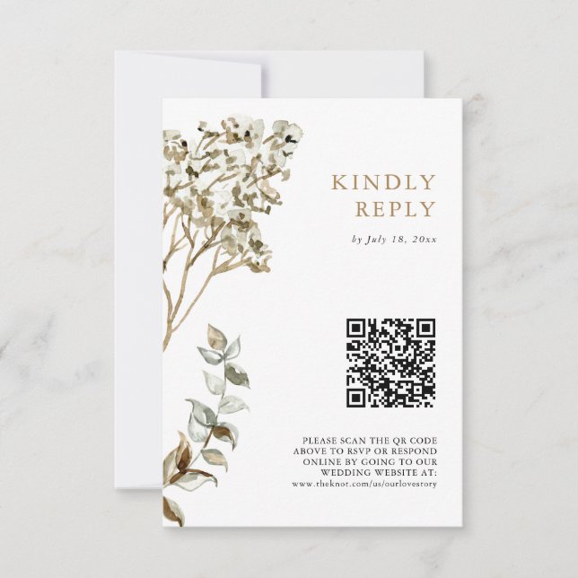 Pampas Grass Wedding Boho QR Code RSVP (Front)