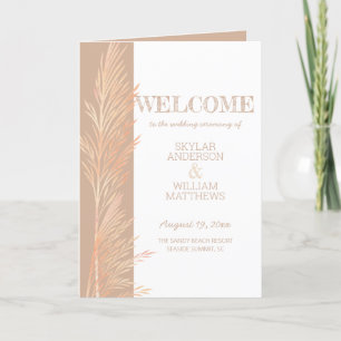 Pampas Grass Wedding Ceremony Neutral Folded Program