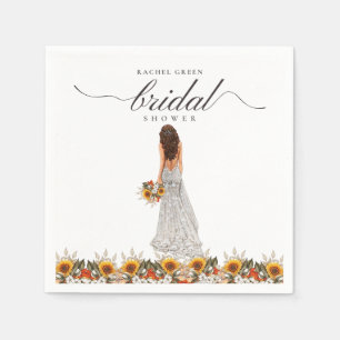 Pampas Grass Wedding Gown Boho Bridal Shower Napkin